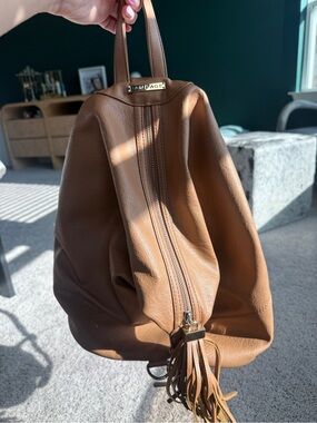 Rampage Brown Leather Tassel Hobo Bag